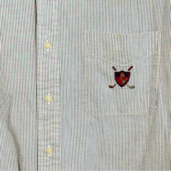 Polo Ralph Lauren Tilden crest logo  stripe cotton button down size large - Picture 3 of 5